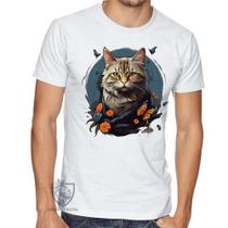 Camiseta infantil até Plus Size Gato E Borboletas
