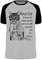 Camiseta Infantil até Plus Size Gato Nerd Mouse Boca Rato