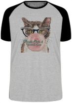 Camiseta Infantil até Plus Size Gatos Nerds Chicletes Cats Bubble Gum