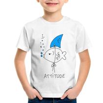 Camiseta Infantil Atitude Peixe Tubarão - Foca na Moda