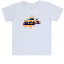 Camiseta Infantil Audi R8 Amarelo Splash Art