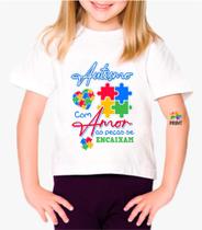 Camiseta Infantil Autismo com Amor as Peças se Encaixam Est. 5.4 - Autista Zlprint