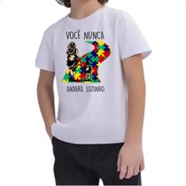 Camiseta Infantil Autismo Voce nunca andara sozinho Mae Camiseta Infantil Autismo Voce nunca andara sozinho Mae