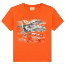 Camiseta Infantil Avião (Laranja e Preta) MILON