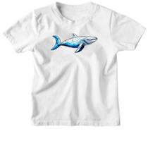 Camiseta Infantil Baleia Azul Geometrica - Alearts