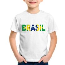 Camiseta Infantil Bandeira Brasil Letras - Foca na Moda