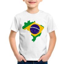 Camiseta Infantil Bandeira Brasil Mapa - Foca na Moda
