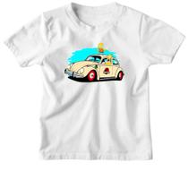 Camiseta Infantil Bart e Hommer no fusca do Jurassic Park