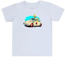 Camiseta Infantil Bart e Hommer no fusca do Jurassic Park