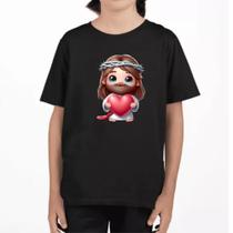 Camiseta infantil básica juvenil estampa CRISTÃ JESUS-CORAÇÃO