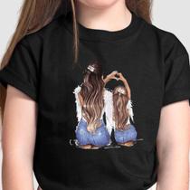 Camiseta Infantil Básica Unissex Algodão Filha e Mãe Coraçãozinho - Infantil