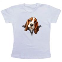 Camiseta Infantil Basset Hound no Ziper