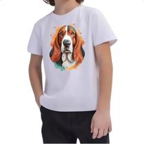 Camiseta Infantil Basset Hound Watercolor Arte