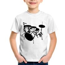 Camiseta Infantil Bateria Música Baterista - Foca na Moda