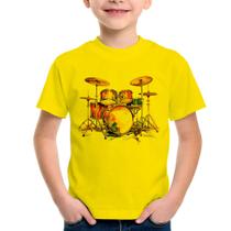 Camiseta Infantil Bateria Watercolor - Foca na Moda