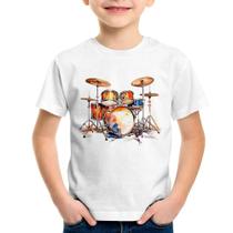 Camiseta Infantil Bateria Watercolor - Foca na Moda