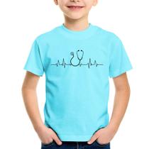 Camiseta Infantil Batimentos Cardíacos Estetoscópio Medicina - Foca na Moda