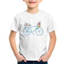 Camiseta Infantil Bicicleta e Flores - Foca na Moda