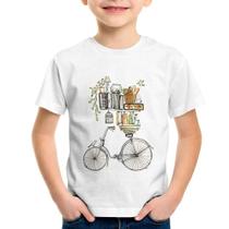 Camiseta Infantil Bicicleta e Livros - Foca na Moda