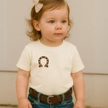 Camiseta Infantil Blusa Feminina Country Estampa Ferradura Modinha Menina Roça Criança Menina