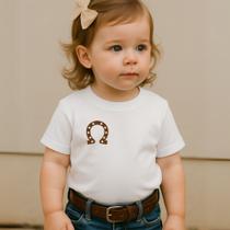 Camiseta Infantil Blusa Feminina Country Estampa Ferradura Modinha Menina Roça Criança Menina