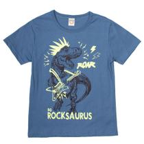 Camiseta Infantil Boca Grande Menino Rocksaurus Azul