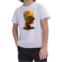 Camiseta Infantil Bonzai sunset fire art