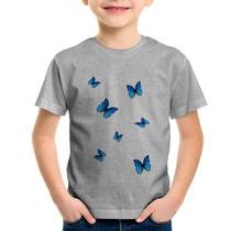 Camiseta Infantil Borboletas Azuis - Foca na Moda