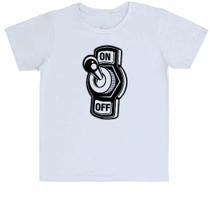 Camiseta Infantil Botão Liga Desliga On Off