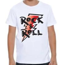 Camiseta infantil branca estampa raio rock n roll