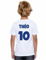 Camiseta infantil branco estampa 10 com o nome personalizado Brasil