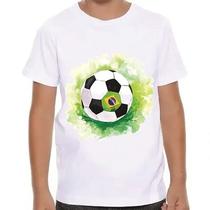 Camiseta infantil branco estampa bola de futebol do brasil copa 2022