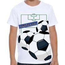 Camiseta infantil branco estampa eu fui convocado brasil copa 2022