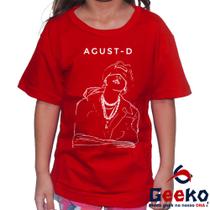 Camiseta Infantil BTS 100% Algodão Agust D Sugga Yoongi Geeko Camiseta Infantil BTS 100% Algodão Agust D Sugga Yoongi Geeko