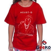 Camiseta Infantil BTS 100% Algodão Agust D Sugga Yoongi Geeko