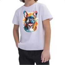 Camiseta Infantil Bulldog frances Watercolor Arte
