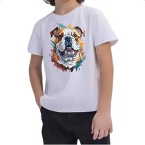 Camiseta Infantil Bulldog ingles Watercolor Arte