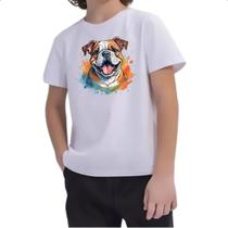 Camiseta Infantil Bulldog Watercolor Arte