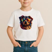 Camiseta Infantil Cachorro Colorido Estampa Inedito 100% Algodão