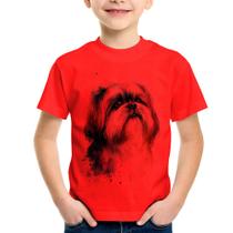 Camiseta Infantil Cachorro Shih Tzu Watercolor - Foca na Moda