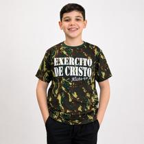 Camiseta Infantil Camuflada Exercito de Cristo Camiseta Infantil Camuflada Exercito de Cristo