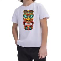 Camiseta Infantil Cartoon Mascara Tiki Camiseta Infantil Cartoon Mascara Tiki