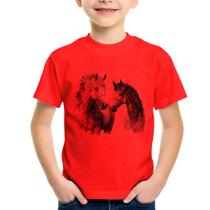 Camiseta Infantil Casal de Cavalos Watercolor - Foca na Moda