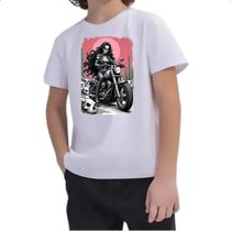 Camiseta Infantil Catrina Motoqueira Radical
