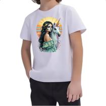 Camiseta Infantil Caveira catrina e o unicornio Camiseta Infantil Caveira catrina e o unicornio