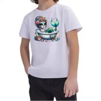 Camiseta Infantil Caveira catrina sereia Camiseta Infantil Caveira catrina sereia