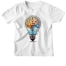 Camiseta Infantil Cerebro dentro da lampada