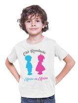 Camiseta Infantil Chá Revelação Menino ou Menina Branca