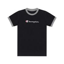 Camiseta Infantil Champion Manga Curta Malhão C Logo Preto Camiseta Infantil Champion Manga Curta Malhão C Logo Preto