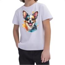 Camiseta Infantil Chihuahua Watercolor Arte Camiseta Infantil Chihuahua Watercolor Arte